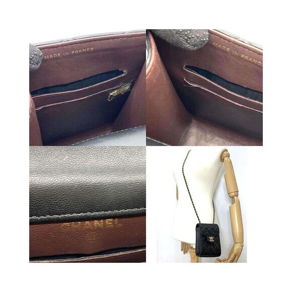 Pre Loved Louis Vuitton Chanel Classic Double Flap Mini Flap Bag Black Lambskin - Picture 7 of 8